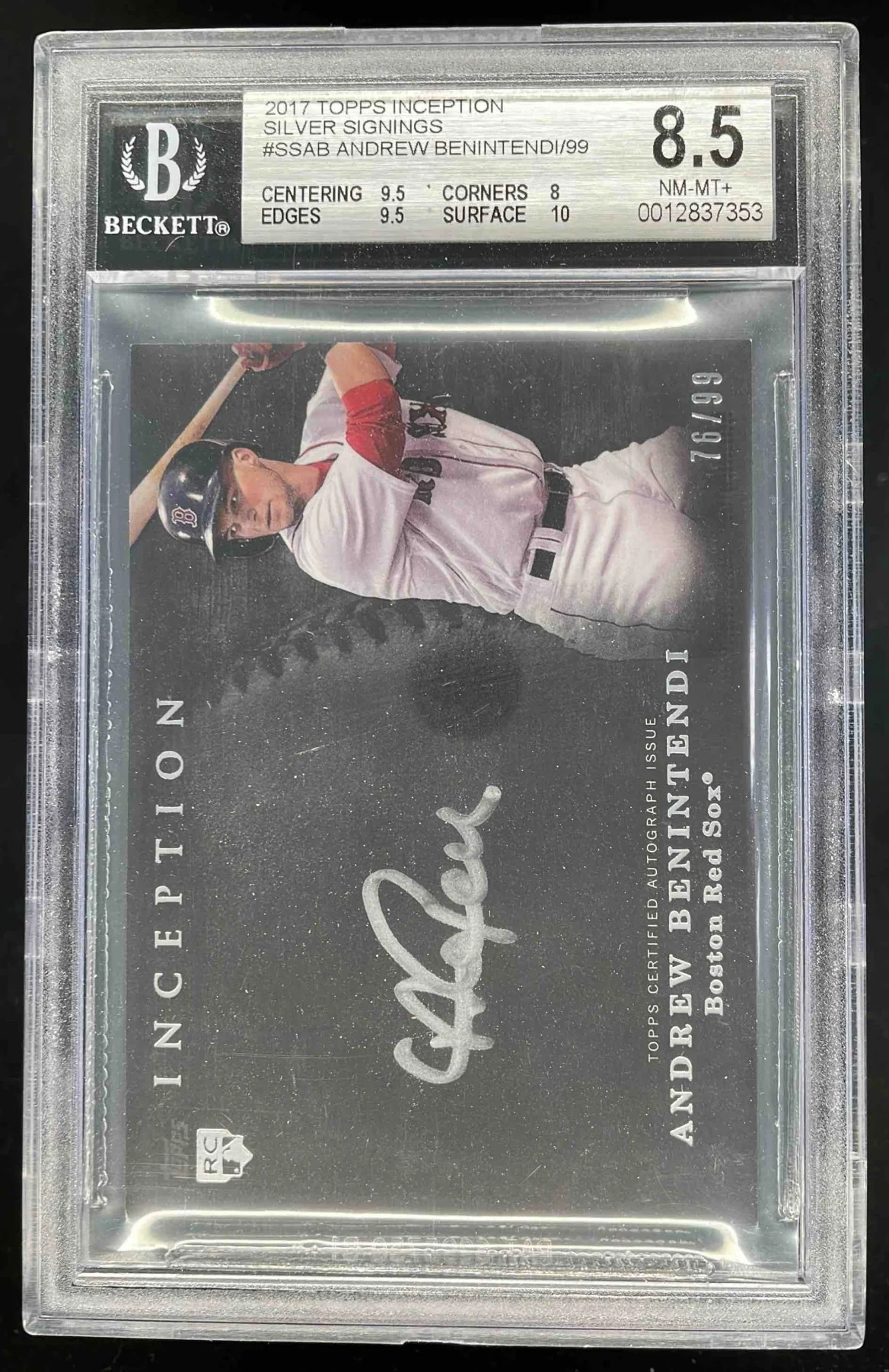 2017 Topps Inception Silver Signings #SSAB Andrew Benintendi RC Auto /99 BGS 8.5