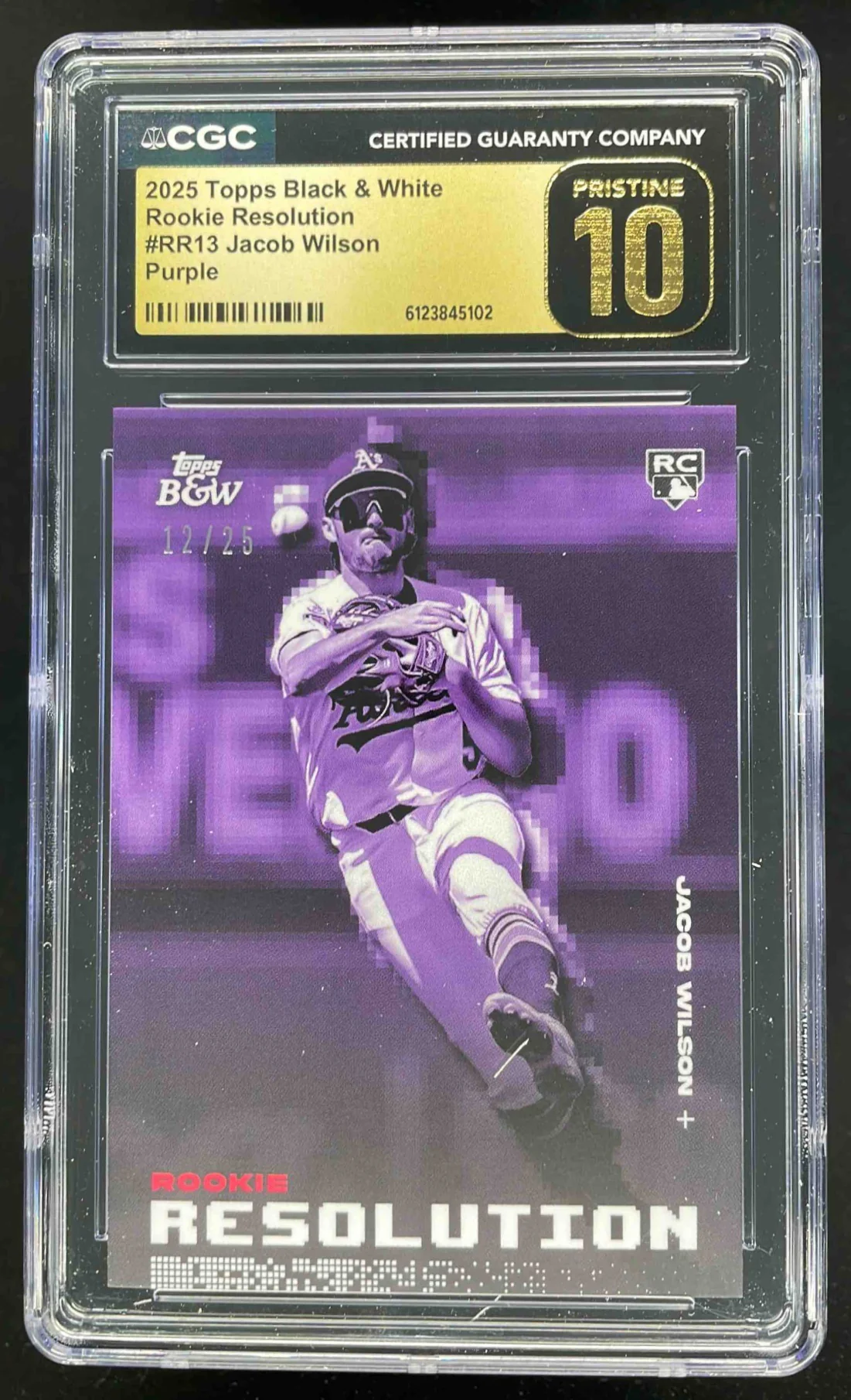 2025 Topps Black White Rookie Resolution Purple #RR13 Jacob Wilson RC /25 CGC 10