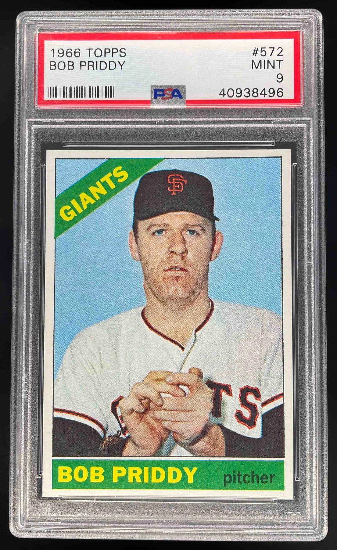 1966 Topps #572 Bob Priddy PSA 9