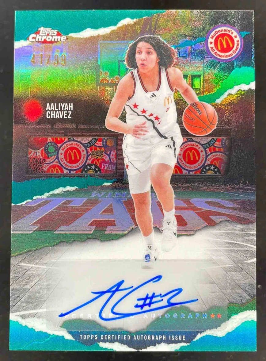 2025 Topps Chrome McDonald's Winning Tags Green Aaliyah Chavez Auto /99