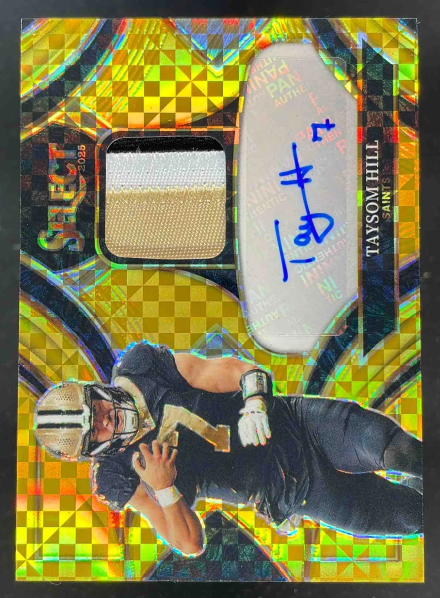 2025 Select Signature Memorabilia Gold Prizm #SME-THL Taysom Hill Auto /10