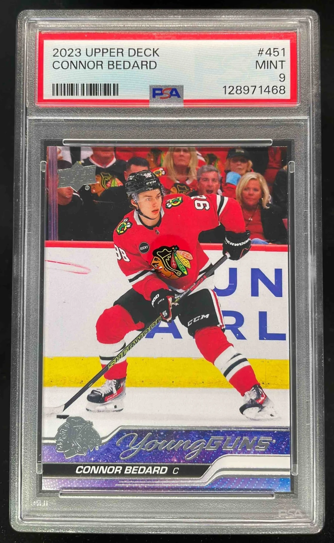 2023-24 Upper Deck #451 Connor Bedard Young Guns RC PSA 9