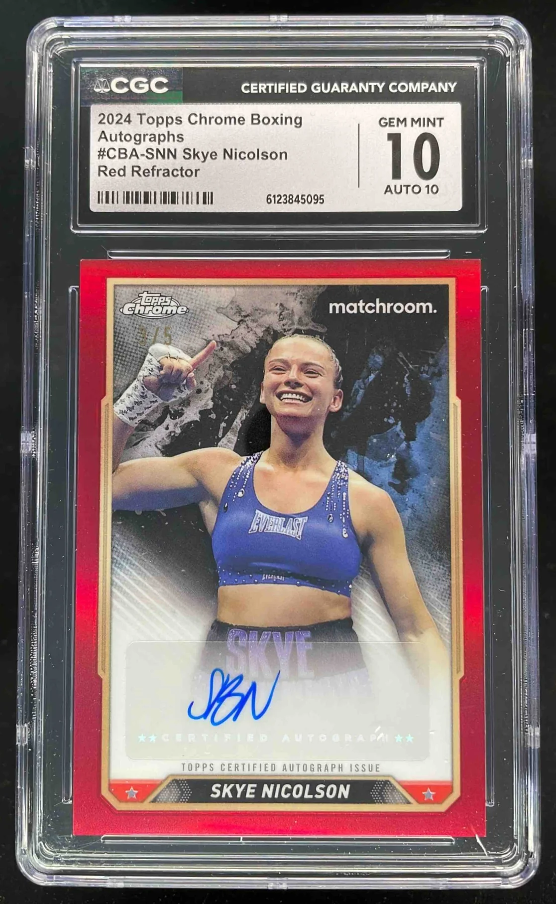 2024 Topps Chrome Autograph Red Refractor #CBA-SNN Skye Nicolson Auto /5 CGC 10