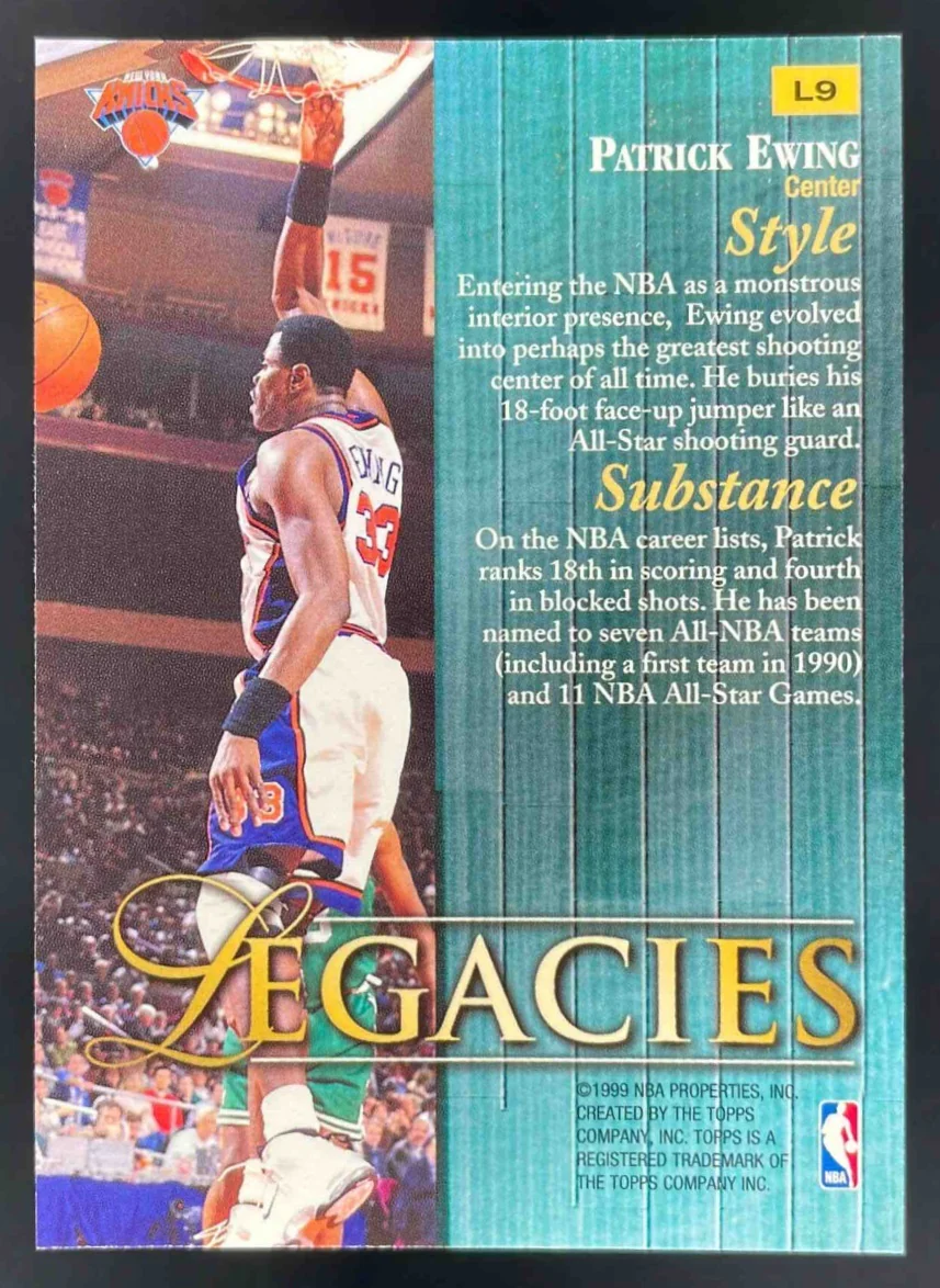 1998-99 Topps Legacies #L9 Patrick Ewing - Image 2