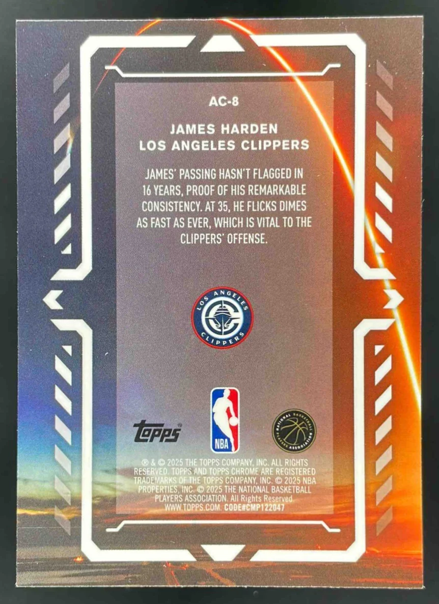 2025-26 Topps Chrome Activators Purple Refractor #AC-8 James Harden /75 - Image 2