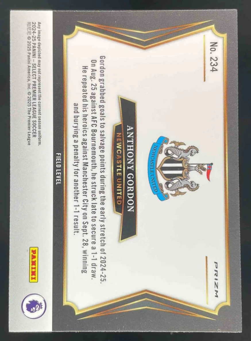 2024 Panini Select Premier League Field Level White Sparkle #234 Anthony Gordon - Image 2