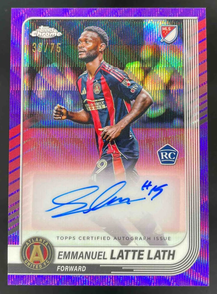 2025 Topps Chrome MLS Purple Wave Refractor #CA-EL Emmanuel Latte Lath Auto /75