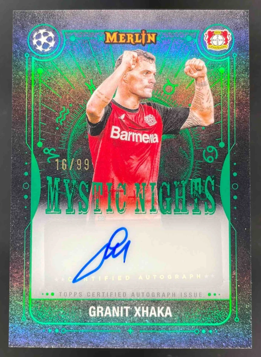 2024-25 Topps Merlin Chrome Mystic Nights Green #MNA-GX Granit Xhaka Auto /99
