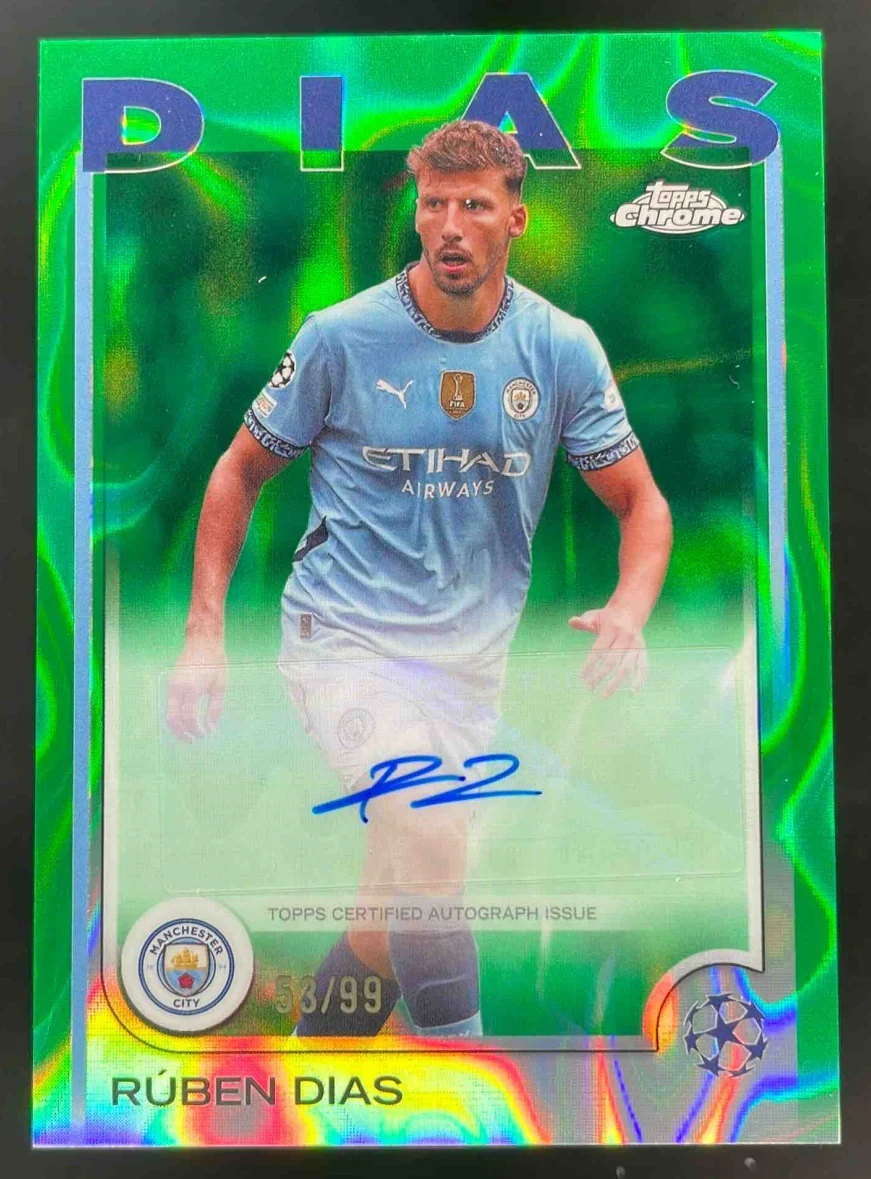 2024-25 Finest Neon Green RayWave Refractor #BA-RD Ruben Dias Autograph Auto /99