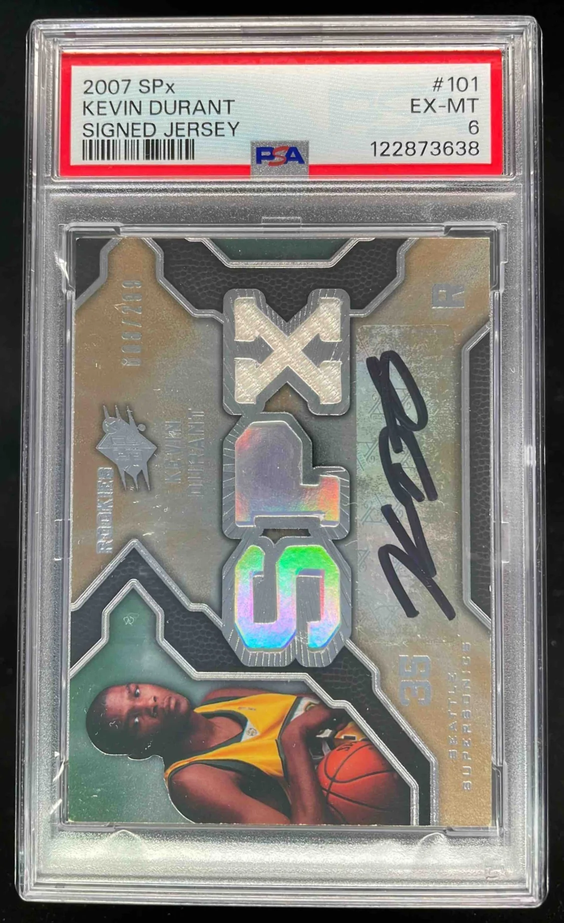 2007-08 SPx #101 Kevin Durant RC Auto /299 PSA 6