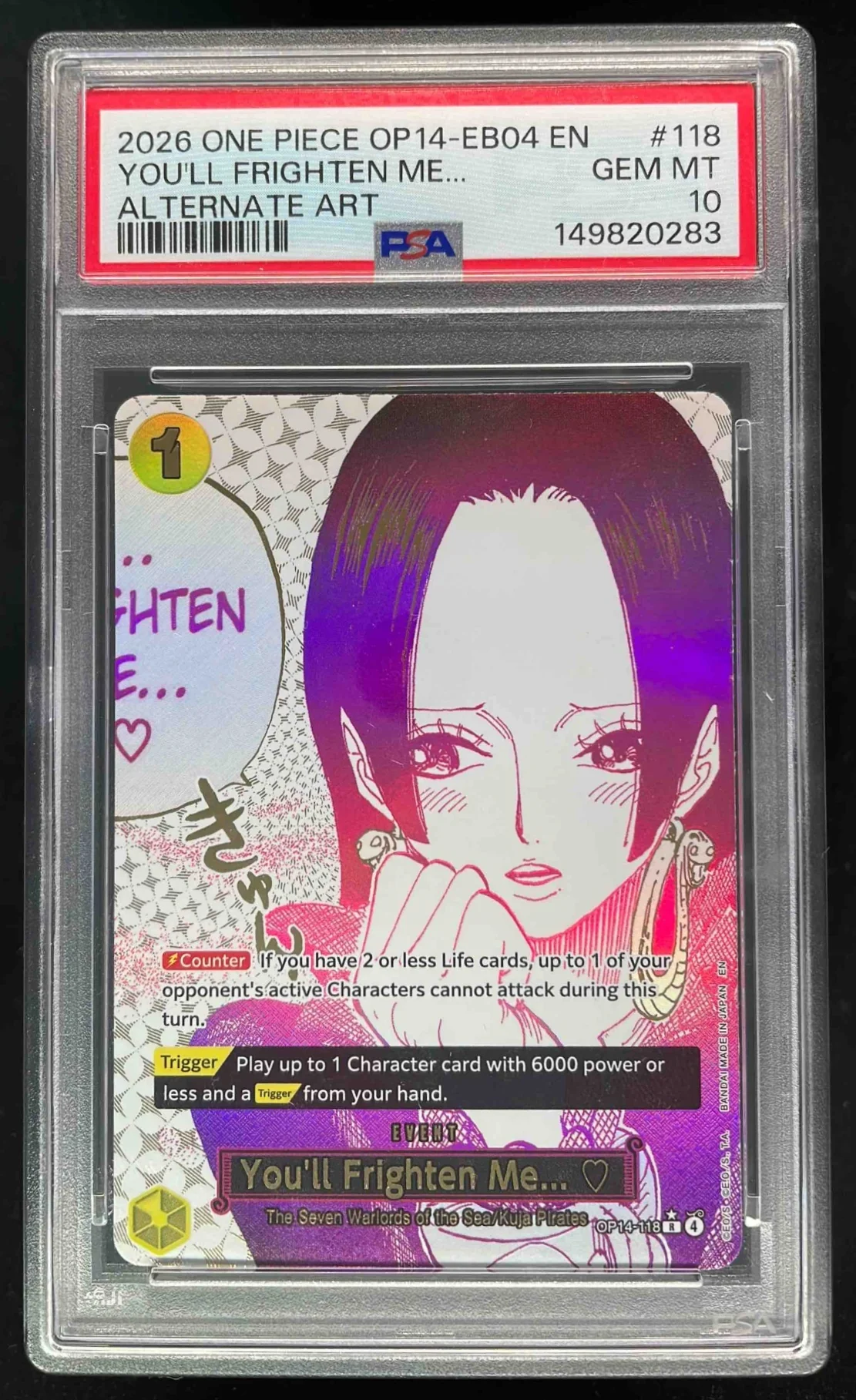 2026 One Piece OP14 EB04 EN #118 You'll Frighten Me Alternate Art PSA 10