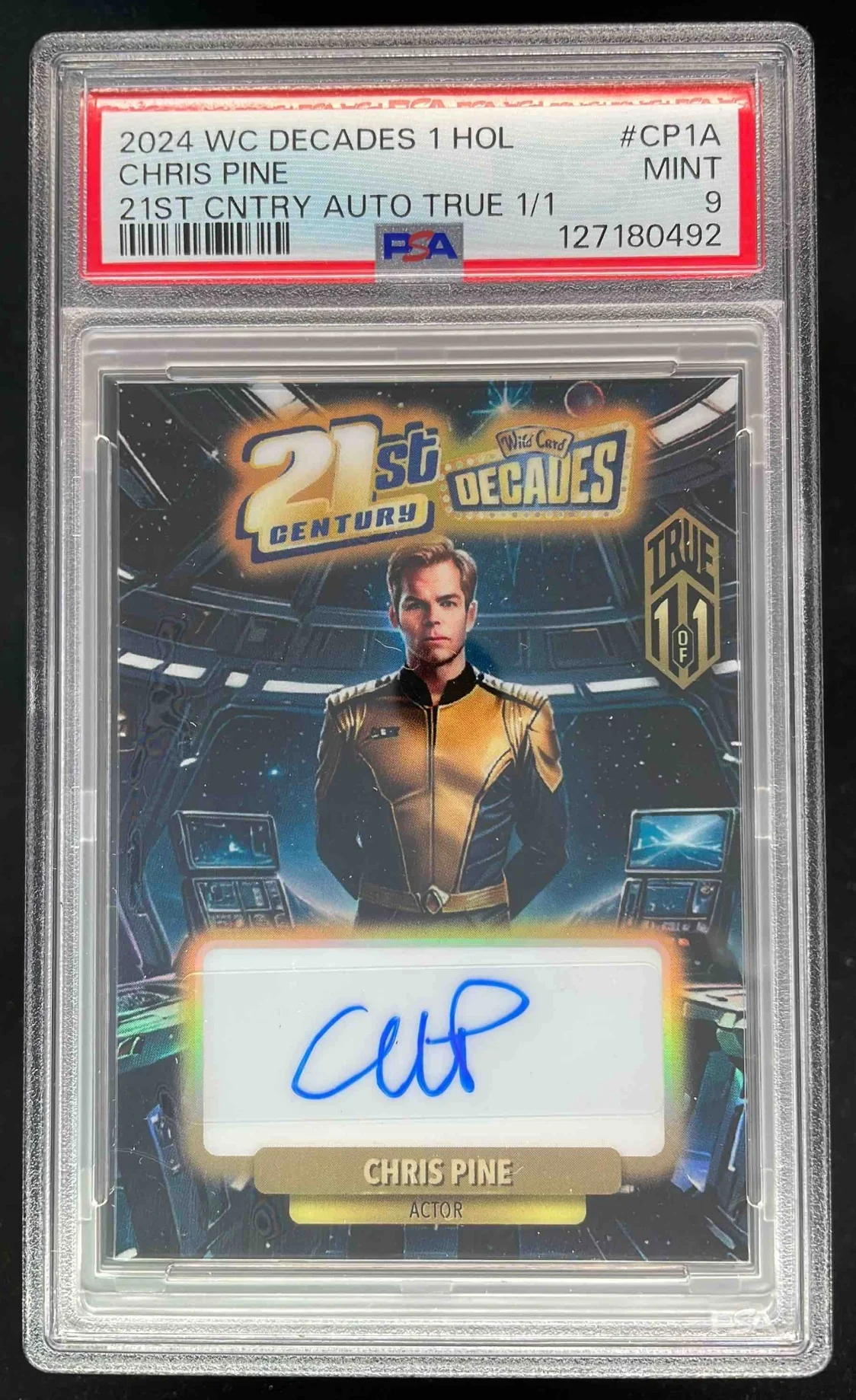 2024 Wild Card Decades Autograph True #CP1A Chris Pine Auto 1/1 PSA 9