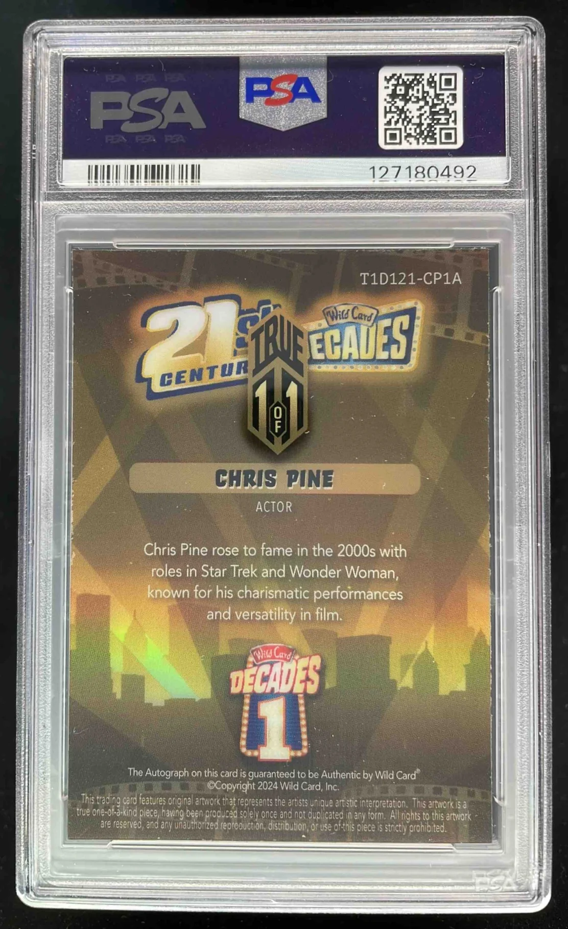 2024 Wild Card Decades Autograph True #CP1A Chris Pine Auto 1/1 PSA 9 - Image 2