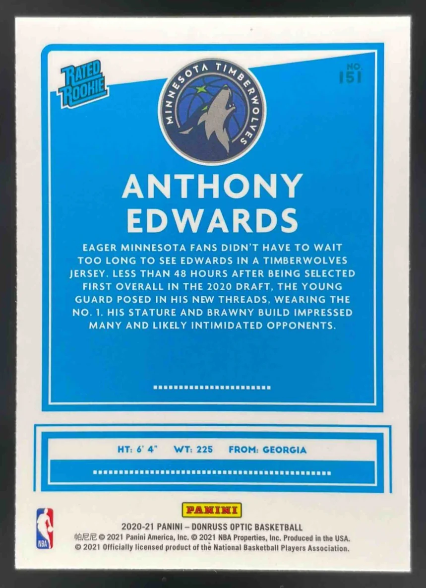 2020-21 Panini Donruss Optic #151 Anthony Edwards RC - Image 2