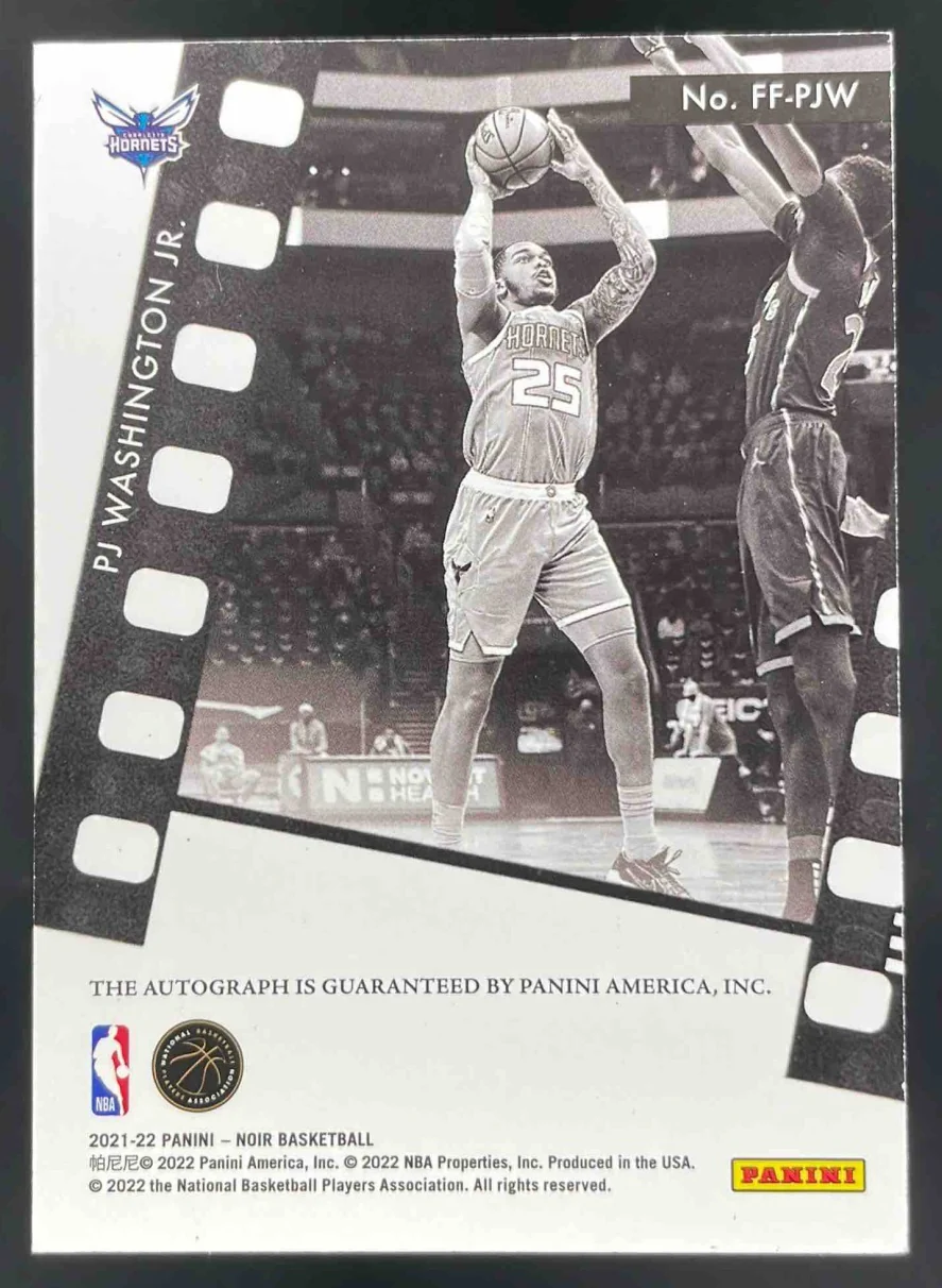 2021 Panini Noir Freeze Frame Signatures #FF-PJW PJ Washington Jr. Auto /99 - Image 2
