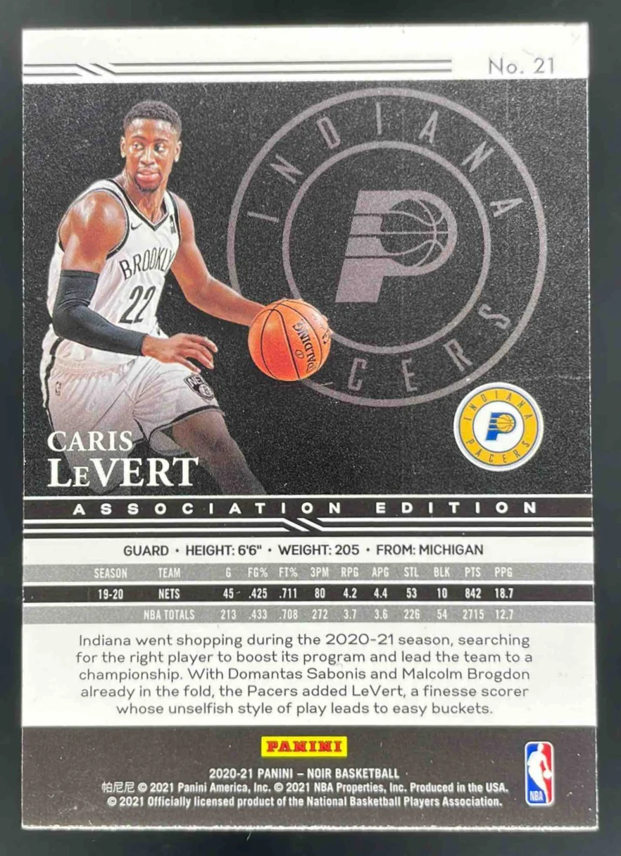 2020-21 Panini Noir Gold #21 Caris LeVert Association Edition /10 - Image 2