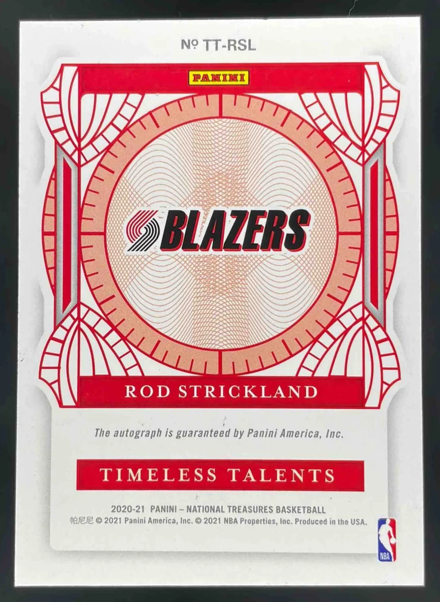 2020 Panini National Treasures Timeless Talents #TT-RSL Rod Strickland Auto /99 - Image 2