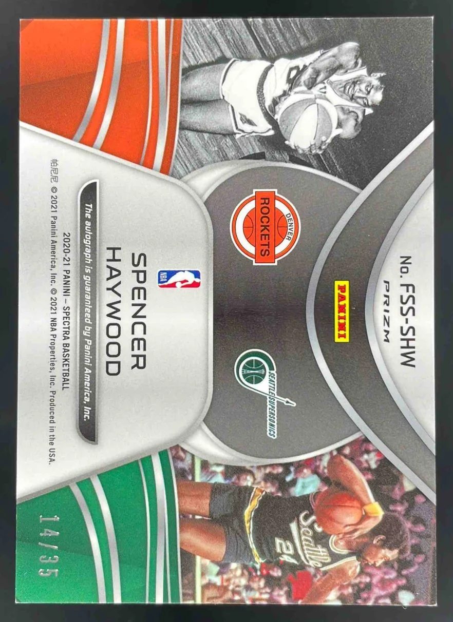 2020-21 Panini Spectra Full Spectrum Astral #FSS-SHW Spencer Haywood Auto /35 - Image 2