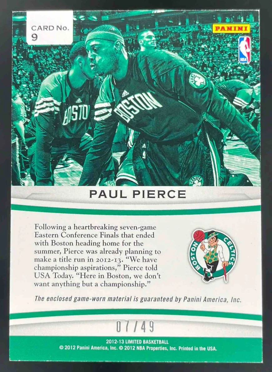 2012-13 Panini Limited Center Stage Materials #9 Paul Pierce /49 - Image 2