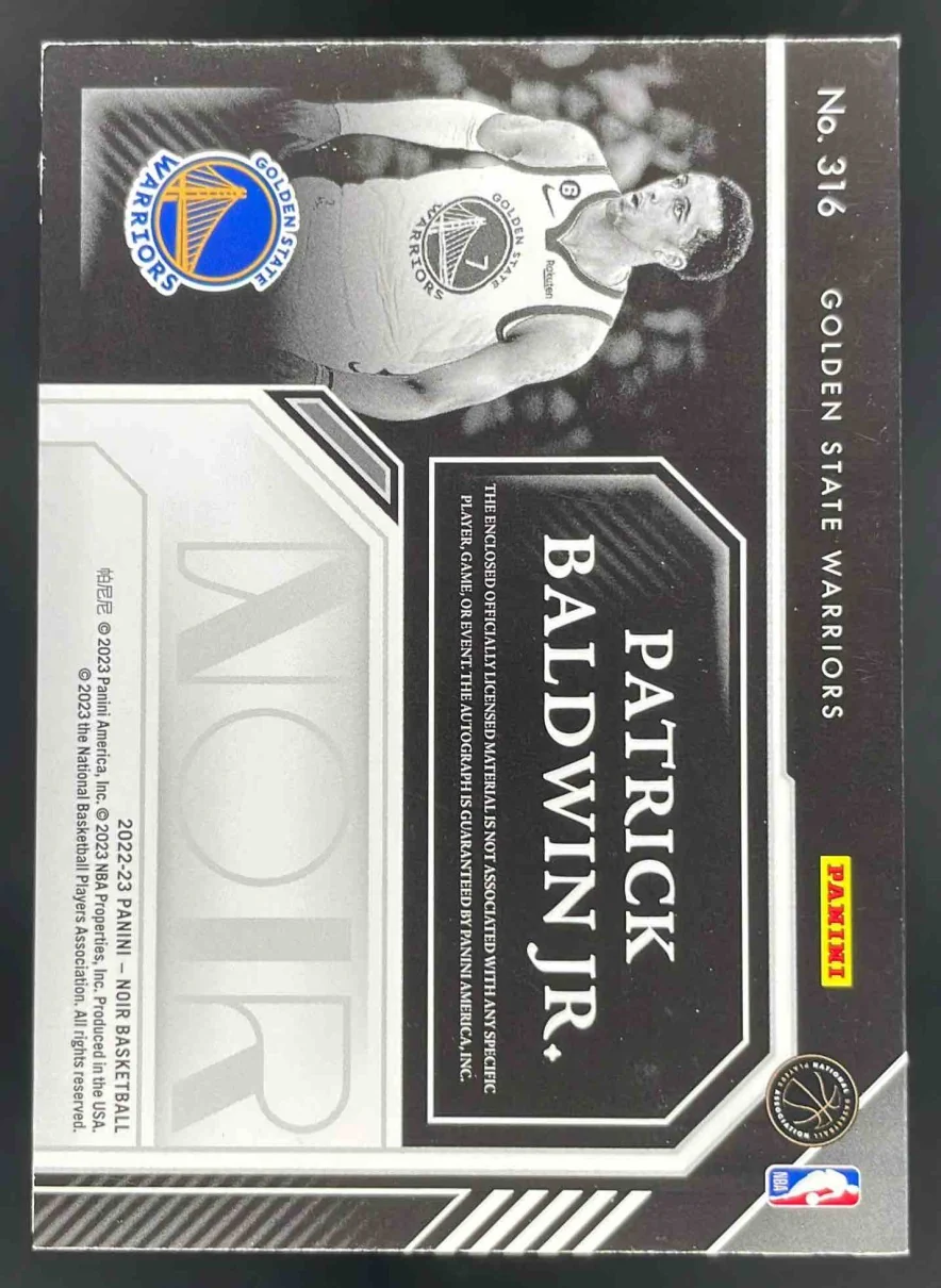2022-23 Panini Noir #316 Patrick Baldwin Jr. Autograph RC Auto /99 - Image 2