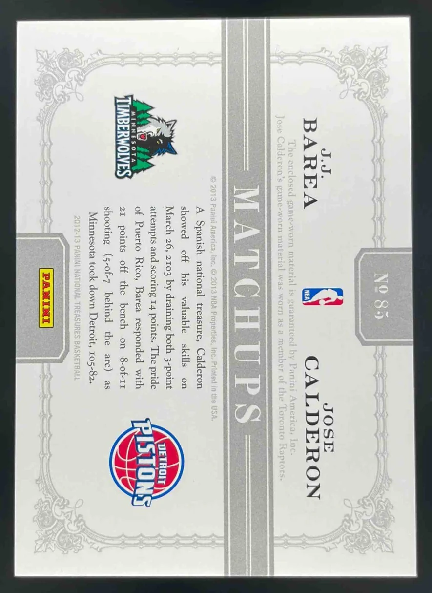 2012-13 National Treasures Matchups Materials #85 J.J. Barea Jose Calderon /99 - Image 2