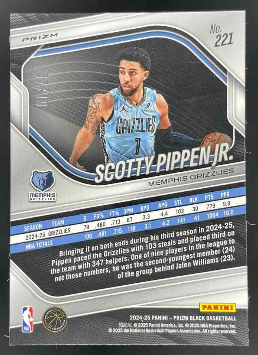 2024-25 Panini Prizm Black Gold Prizms #221 Scotty Pippen Jr./10 - Image 2