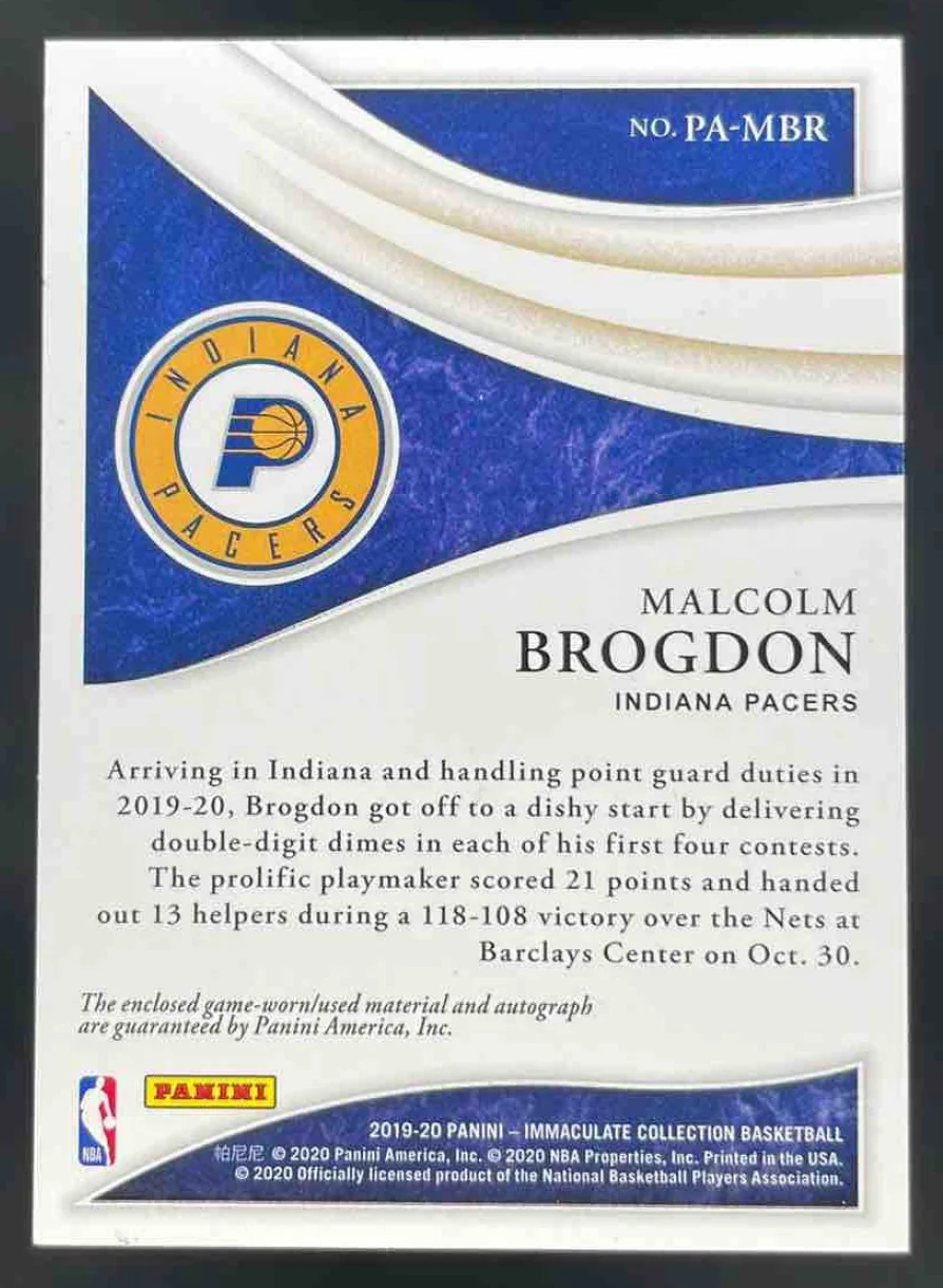 2019-20 Immaculate Collection Patch Autographs #PA-MBR Malcolm Brogdon Auto /50 - Image 2