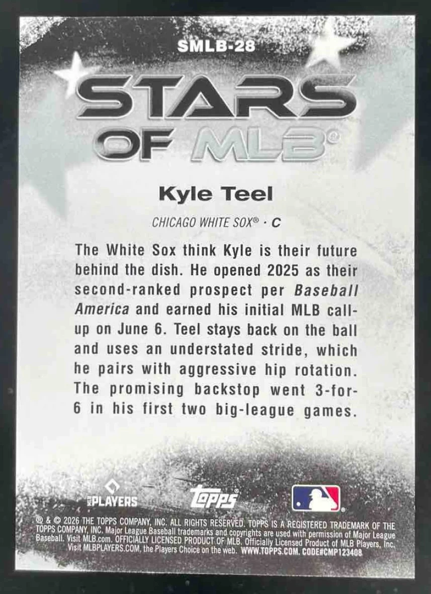 2026 Topps Stars of MLB Orange Foil #SMLB-28 Kyle Teel RC /25 - Image 2