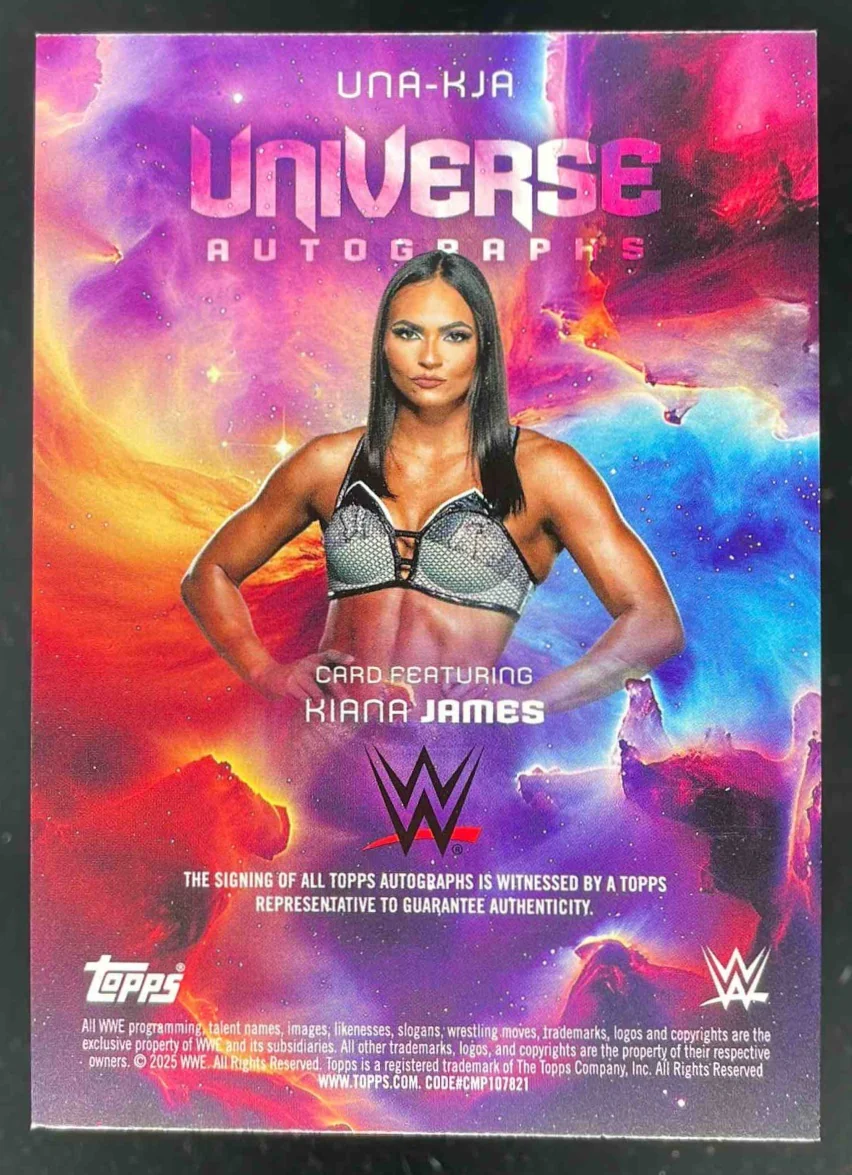 2025 Topps Universe WWE Universe Autographs Blue Pulse Kiana James Auto /199 - Image 2