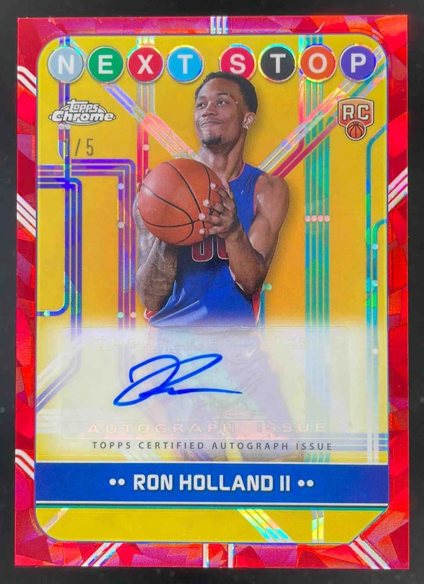 2024-25 Topps Chrome Next Stop Red Geometric #NSS-RH Ron Holland II RC Auto /5