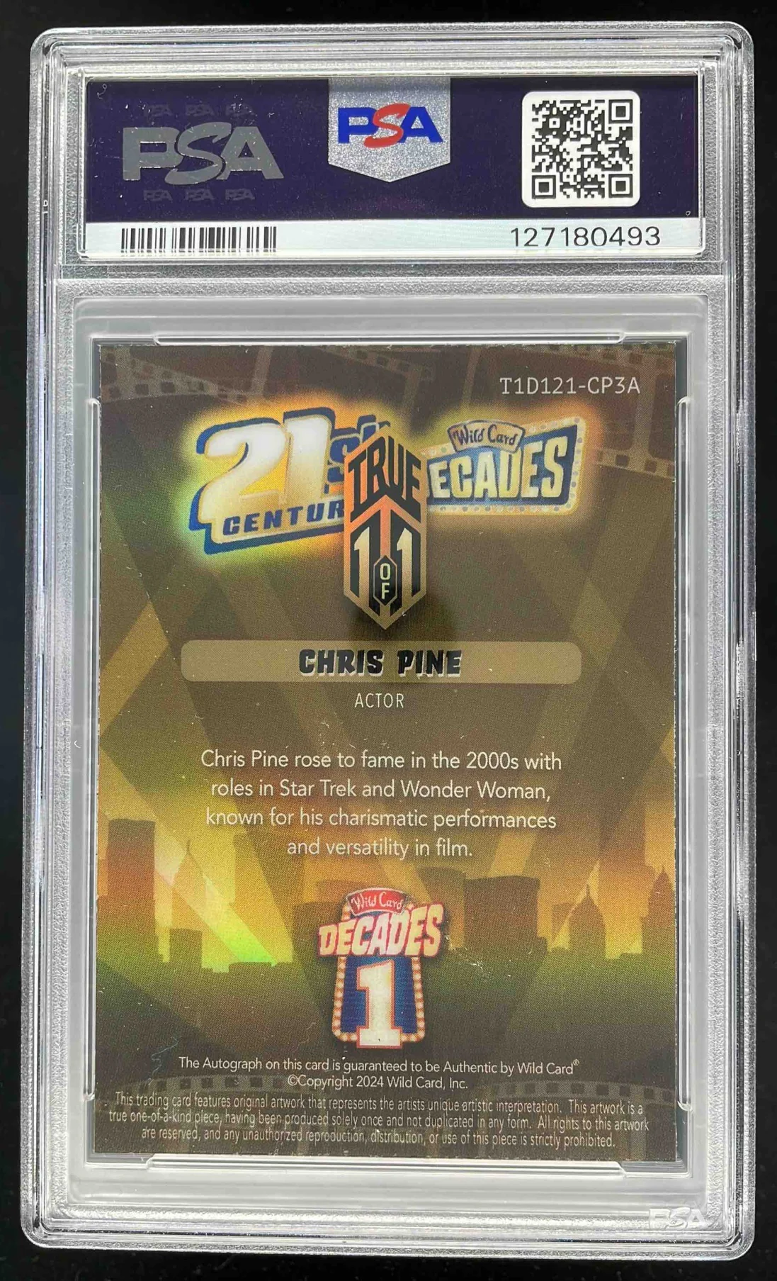2024 Wild Card Decades Autograph True #CP3A Chris Pine Auto 1/1 PSA 9 - Image 2