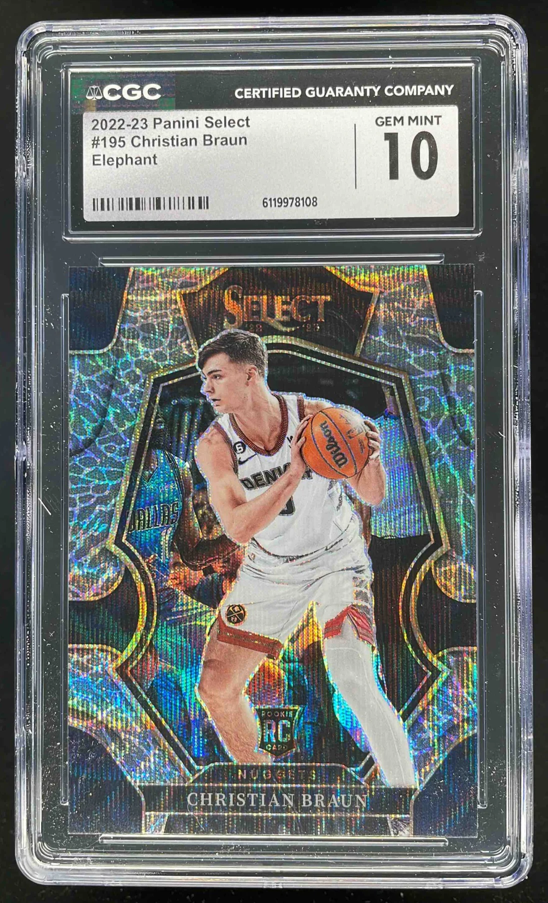 2022-23 Select Elephant Prizm SSP #195 Christian Braun RC Premier Level CGC 10