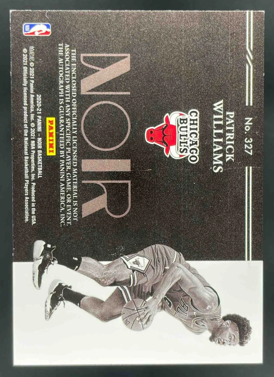 2020-21 Panini Noir #327 Patrick Williams MEM Autograph RC Auto /99 - Image 2
