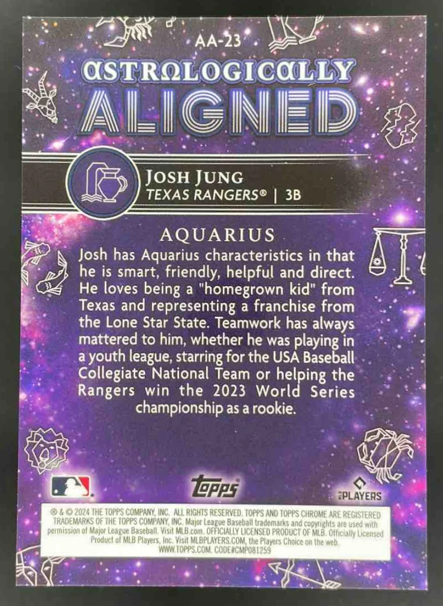 2024 Topps Cosmic Chrome Astrologically Aligned Orange Galactic Josh Jung /25 - Image 2