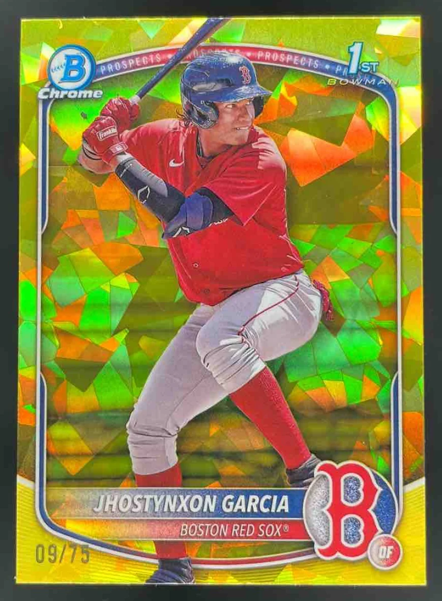 2025 Bowman Sapphire Chrome Yellow Refractors #BCP-43 Jhostynxon Garcia RC /75