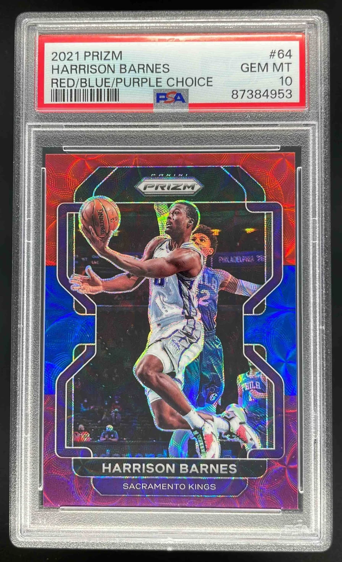2021-22 Panini Prizm Choice Red Blue and Purple #64 Harrison Barnes /15 PSA 10