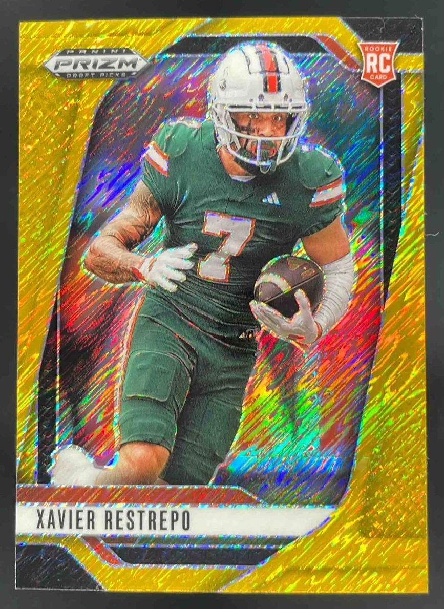 2025 Panini Prizm Draft Picks Gold Shimmer Prizm #59 Xavier Restrepo RC /15