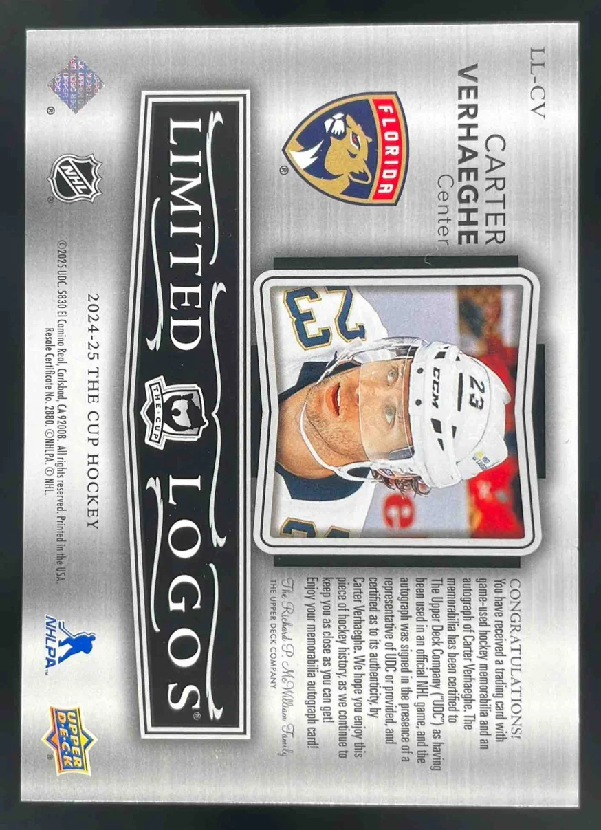 2024-25 The Cup Limited Logos Patch Autograph Carter Verhaeghe Auto /50 - Image 2