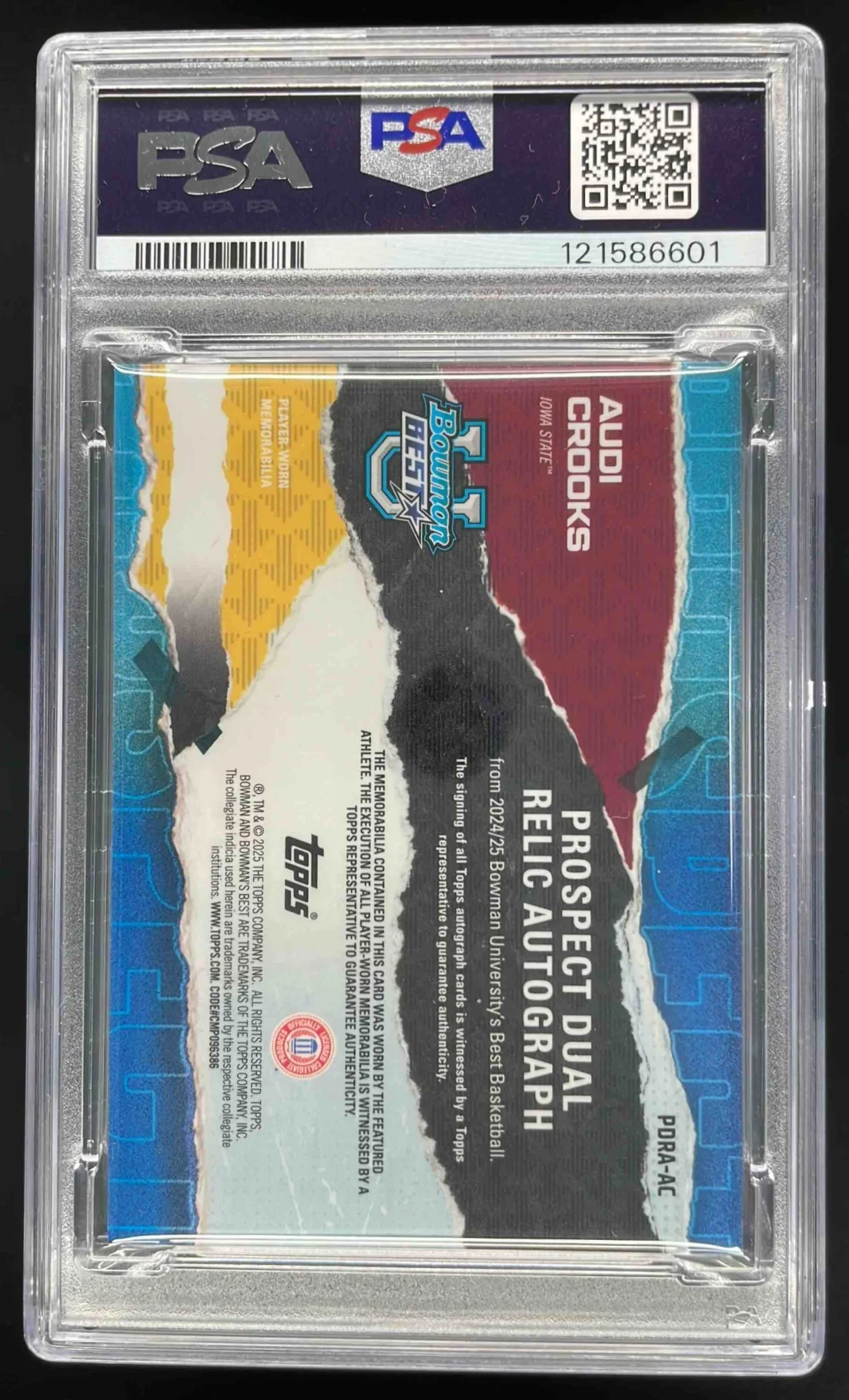 2024 Bowman's Best University Relic Auto White Geometric Audi Crooks /5 PSA 9 - Image 2