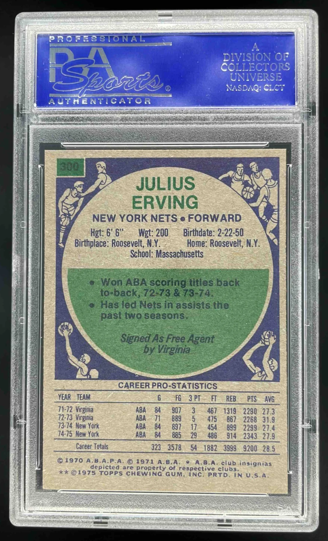1975-76 Topps #300 Julius Erving All-Star PSA 8 - Image 2