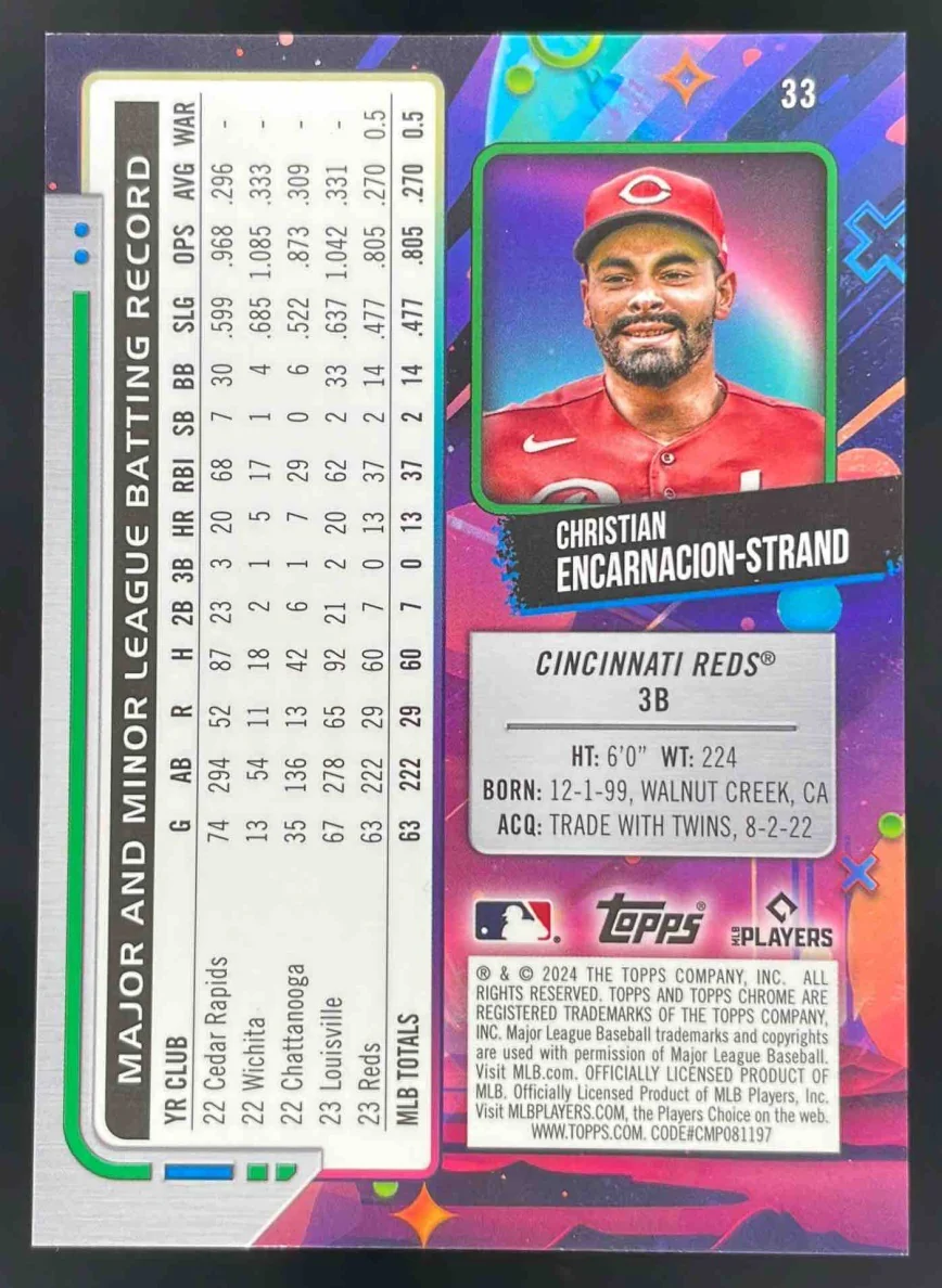2024 Topps Cosmic Chrome Red Flare Refractor Christian Encarnacion-Strand RC /5 - Image 2