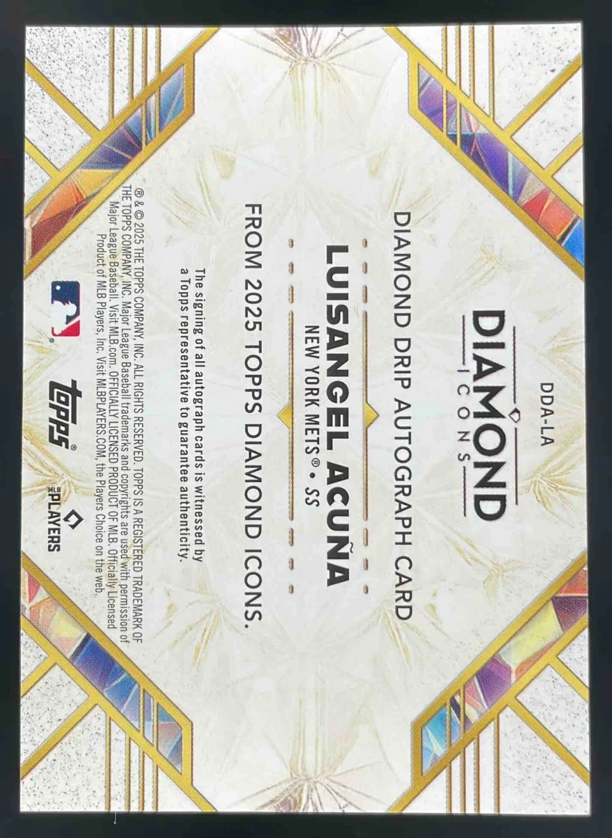 2025 Topps Diamond Icons Diamond Drip #DDA-LA Luisangel Acuna RC Auto /25 - Image 2