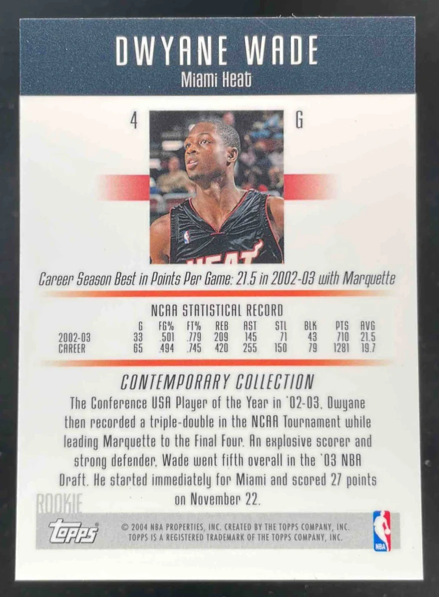 2003-04 Topps Contemporary Collection #4 Dwyane Wade RC - Image 2
