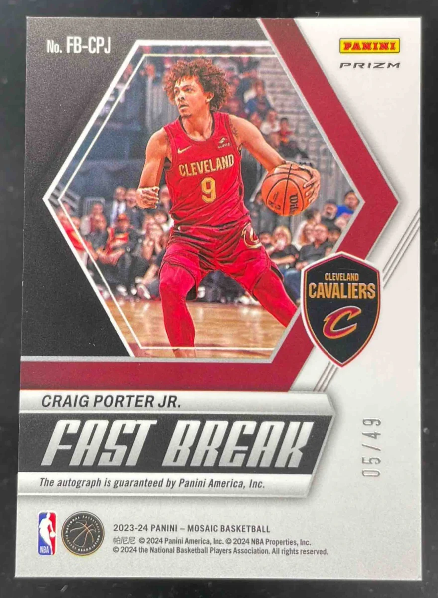 2023-24 Panini Mosaic Fast Break Red #FB-CPJ Craig Porter Jr. Auto /49 - Image 2
