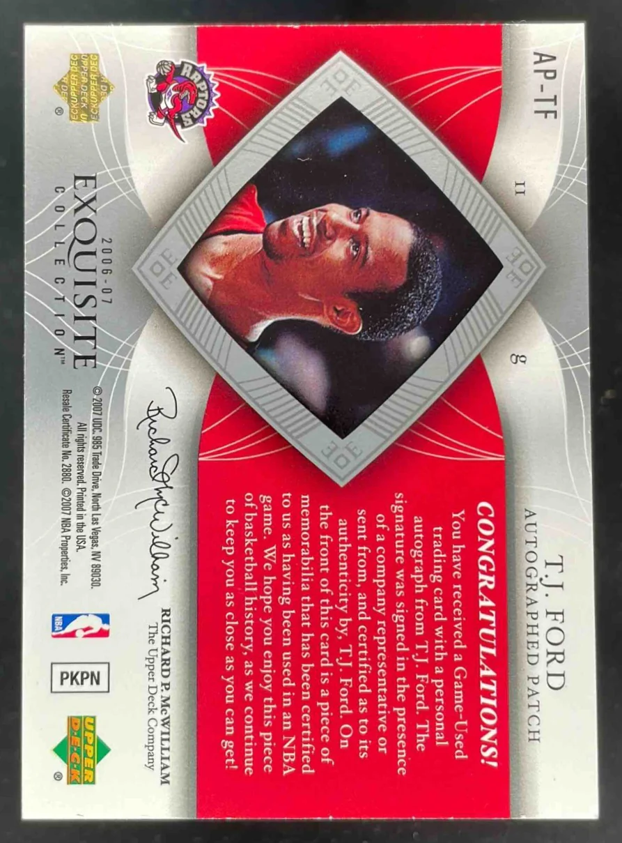 2006-07 Exquisite Collection Autographed Patches #AP-TF T.J. Ford Auto /100 - Image 2