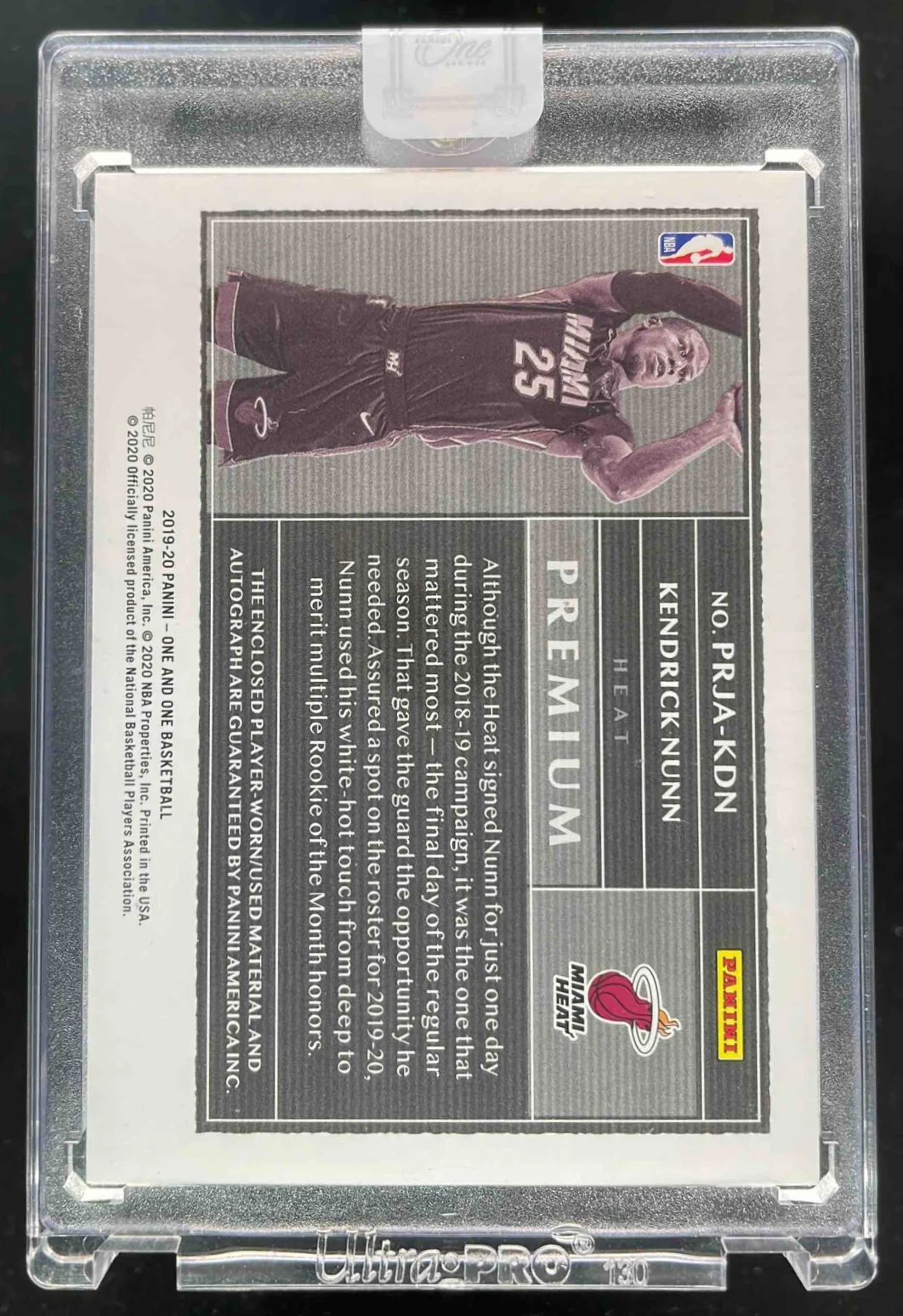 2019-20 One and One Premium Rookie Jersey Purple Kendrick Nunn RC Auto /35 - Image 2