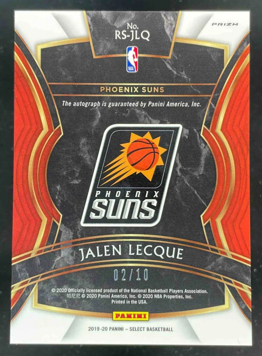2019-20 Select Rookie Signatures Gold Prizms #RS-JLQ Jalen Lecque RC Auto /10 - Image 2