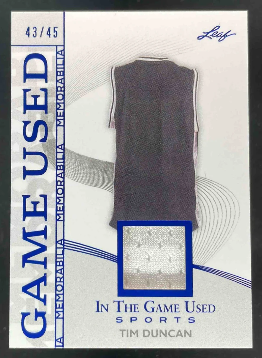 2025 Leaf In the Game Used Sports Game Used Blue Holo #GM-44 Tim Duncan /45