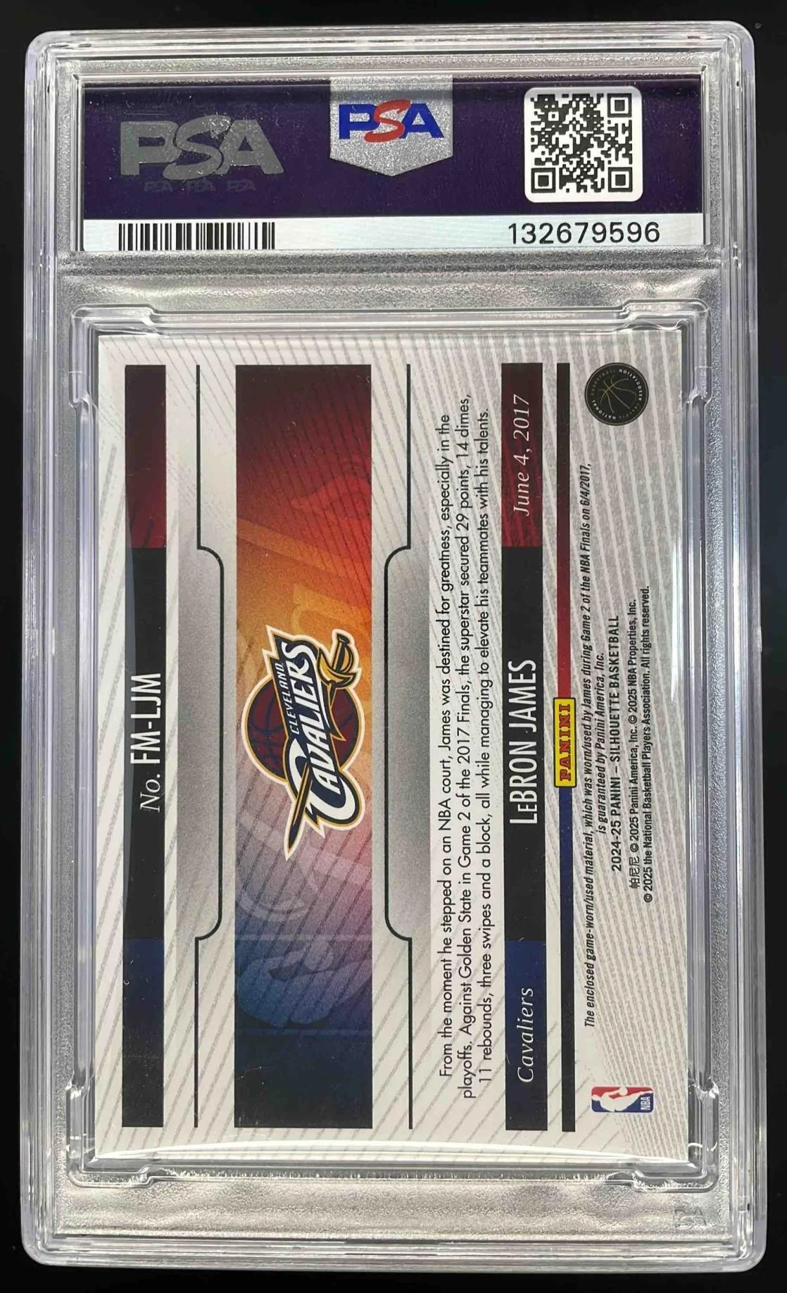 2024-25 Panini Silhouette NBA Finals Memorabilia Holo Gold LeBron James /3 PSA 7 - Image 2