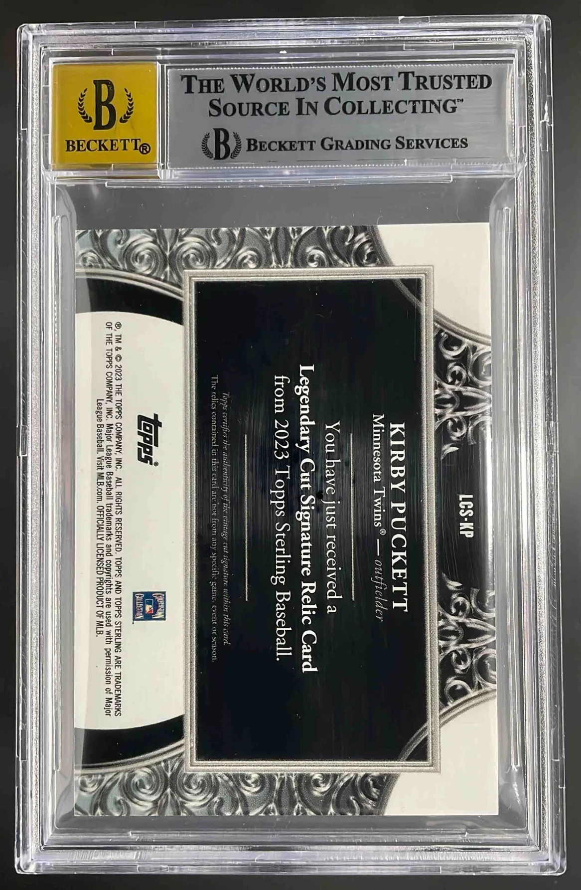 2023 Topps Sterling Legendary Cut Relics #LCS-KP Kirby Puckett Auto 1/1 BGS 9 - Image 2